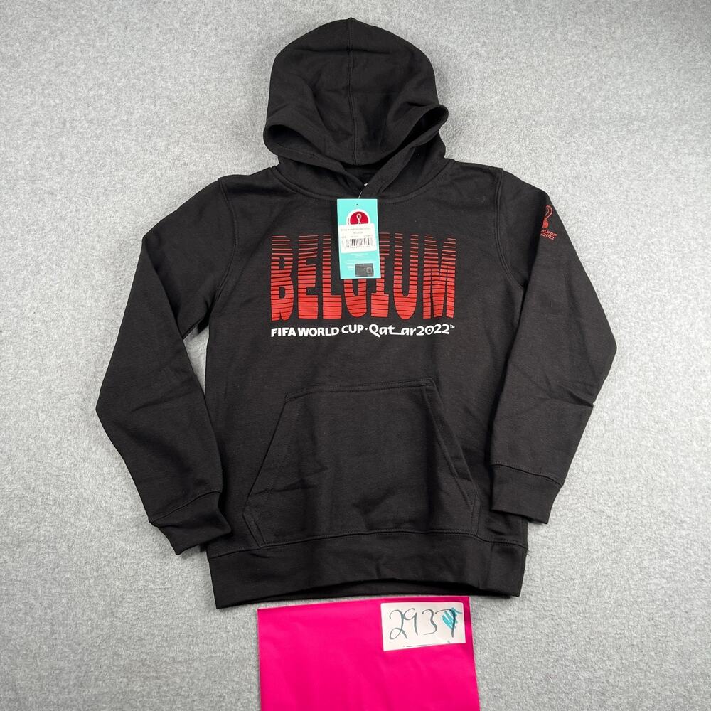 Fifa World Cup Hoodie Youth Medium Black Belgium Qatar 2022 New NWT